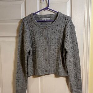 NWOT Pointelle Cardigan. Gray. large